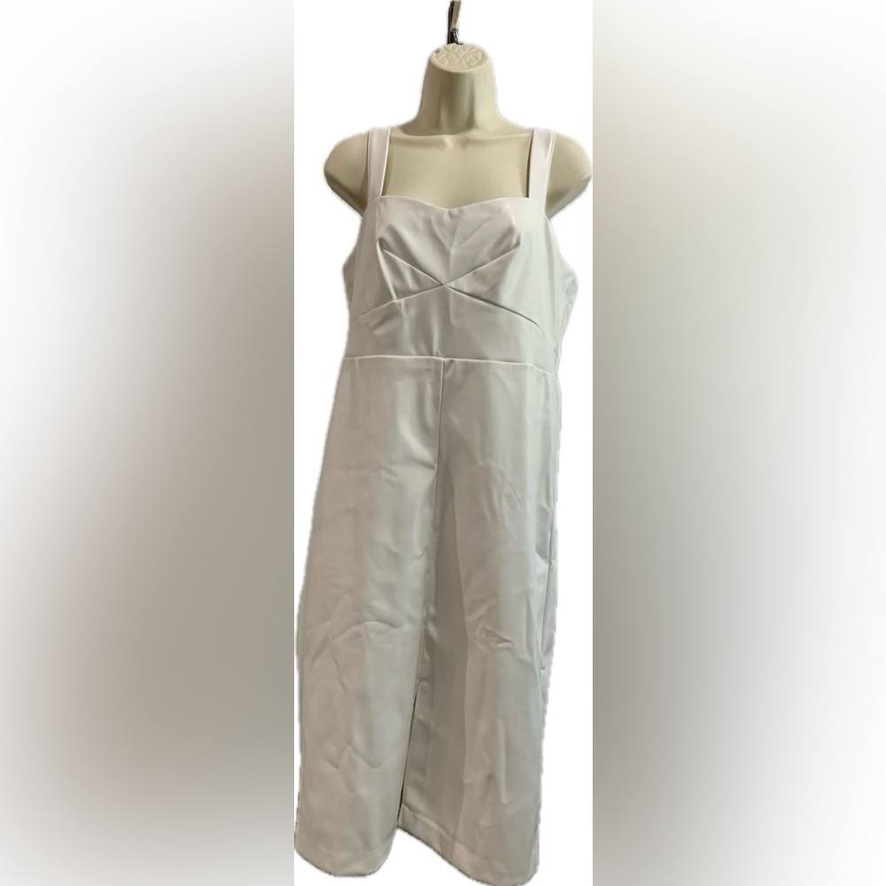 NWT Cache Women's White  Sleeveless Straps Faux‎ Leather Dress Size 10